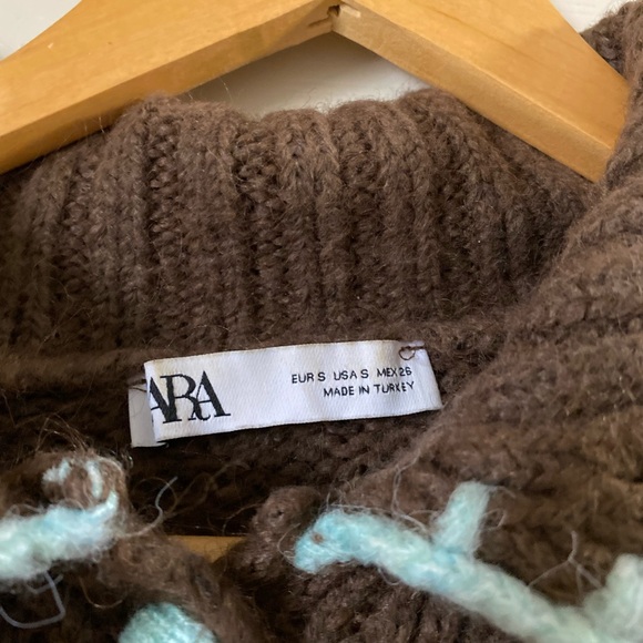 zara contrast top stitching sweater cardigan collar pastel lolita kawaii kidcore - Picture 2 of 5